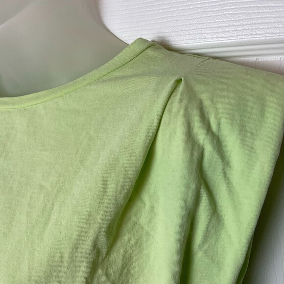 Sleeveless Boxy T-Shirt Size XL Lime Green Shoulder Pads y2k 90s by Elodie - Picture 3 of 9
